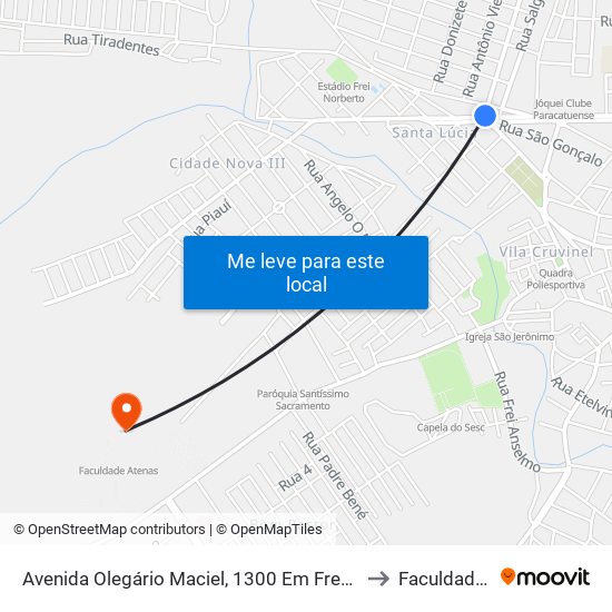Avenida Olegário Maciel, 1300 Em Frente Ao Terminal Rodoviário to Faculdade Atenas map