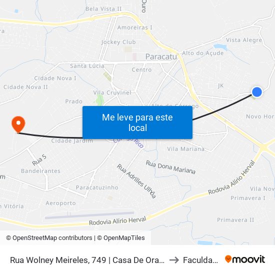 Rua Wolney Meireles, 749 | Casa De Oração Congregação Cristã No Brasil to Faculdade Atenas map