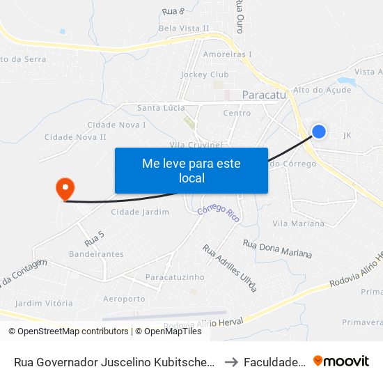 Rua Governador Juscelino Kubitschek, 400 | Mercearia Jk to Faculdade Atenas map