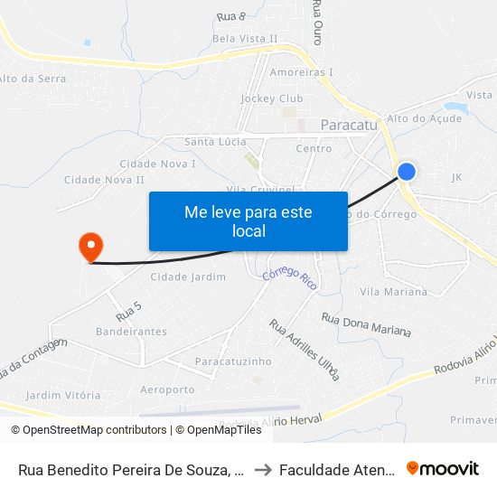 Rua Benedito Pereira De Souza, 20 to Faculdade Atenas map