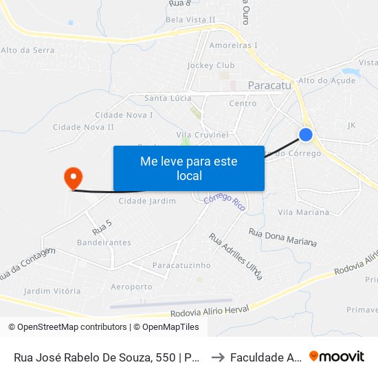 Rua José Rabelo De Souza, 550 | Posto Moirão to Faculdade Atenas map