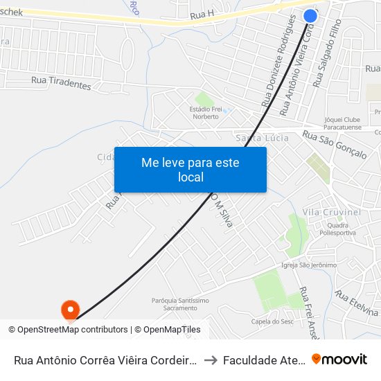 Rua Antônio Corrêa Viêira Cordeiro, 669 to Faculdade Atenas map