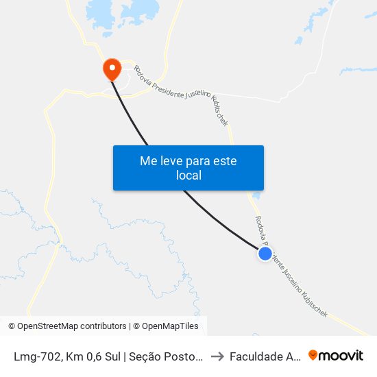 Lmg-702, Km 0,6 Sul | Seção Posto Da Sombra to Faculdade Atenas map