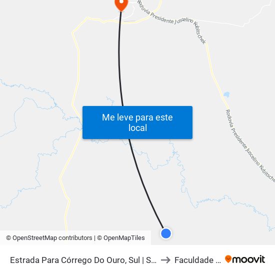 Estrada Para Córrego Do Ouro, Sul | Seção Morro Agudo to Faculdade Atenas map