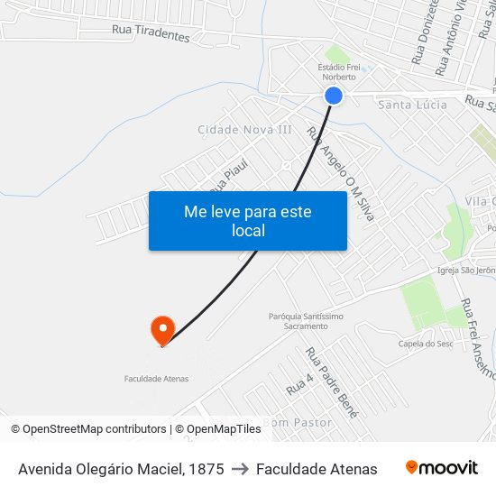 Avenida Olegário Maciel, 1875 to Faculdade Atenas map