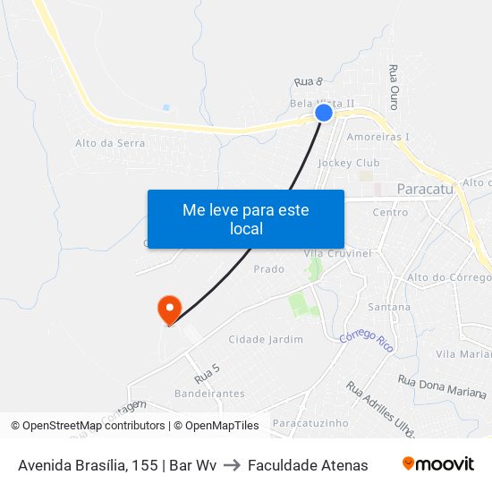 Avenida Brasília, 155 | Bar Wv to Faculdade Atenas map