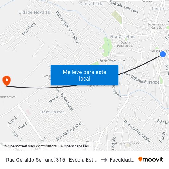 Rua Geraldo Serrano, 315 | Escola Estadual Doutor Sérgio Ulhôa to Faculdade Atenas map
