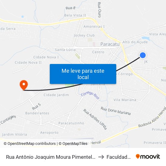 Rua Antônio Joaquim Moura Pimentel, 450 | Posto De Saúde to Faculdade Atenas map