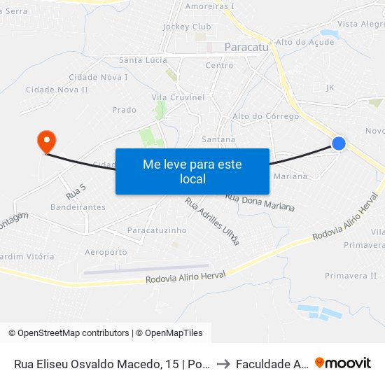 Rua Eliseu Osvaldo Macedo, 15 | Posto Cruzeiro to Faculdade Atenas map