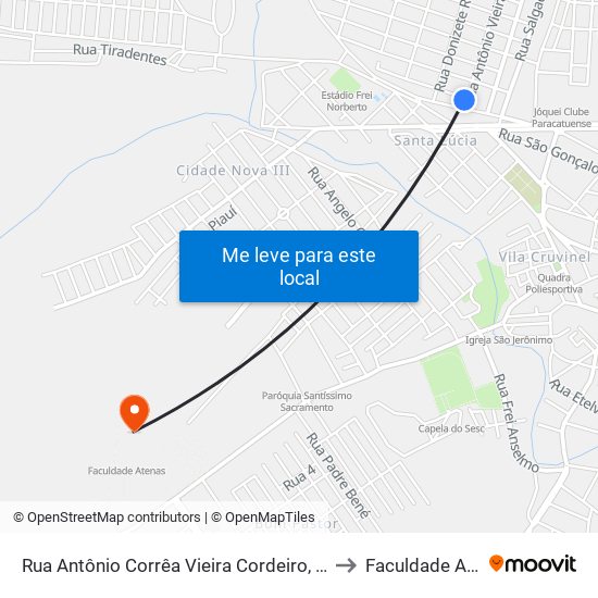 Rua Antônio Corrêa Vieira Cordeiro, 21 | Tubolar to Faculdade Atenas map