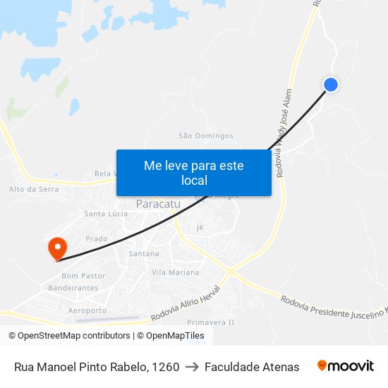 Rua Manoel Pinto Rabelo, 1260 to Faculdade Atenas map