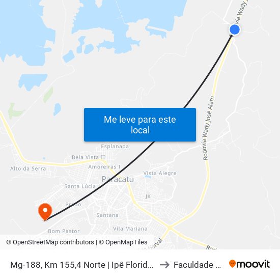 Mg-188, Km 155,4 Norte | Ipê Florido Parque Hotel to Faculdade Atenas map