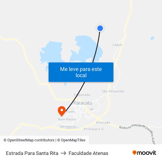 Estrada Para Santa Rita to Faculdade Atenas map