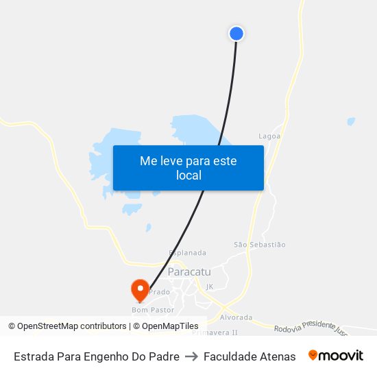 Estrada Para Engenho Do Padre to Faculdade Atenas map