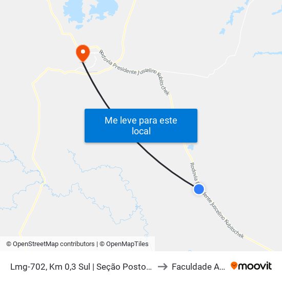 Lmg-702, Km 0,3 Sul | Seção Posto Da Sombra to Faculdade Atenas map