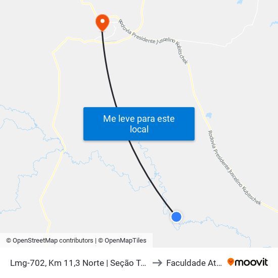 Lmg-702, Km 11,3 Norte | Seção Tamanduá to Faculdade Atenas map