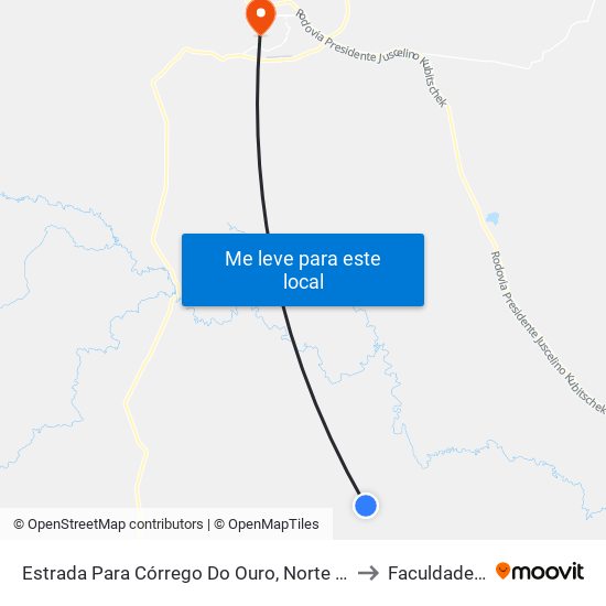 Estrada Para Córrego Do Ouro, Norte | Seção Morro Agudo to Faculdade Atenas map