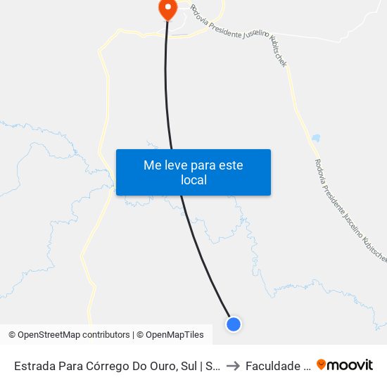 Estrada Para Córrego Do Ouro, Sul | Seção Morro Agudo to Faculdade Atenas map