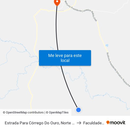 Estrada Para Córrego Do Ouro, Norte | Seção Morro Agudo to Faculdade Atenas map