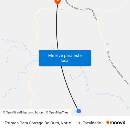 Estrada Para Córrego Do Ouro, Norte | Seção Maria Rosa to Faculdade Atenas map