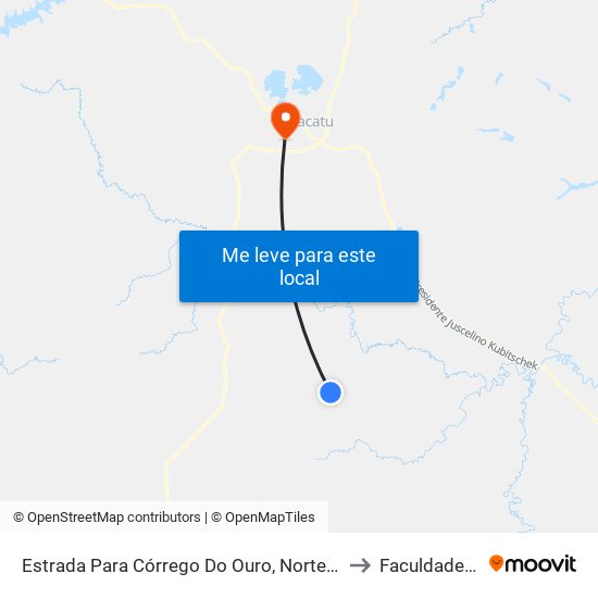Estrada Para Córrego Do Ouro, Norte | Seção Maria Rosa to Faculdade Atenas map