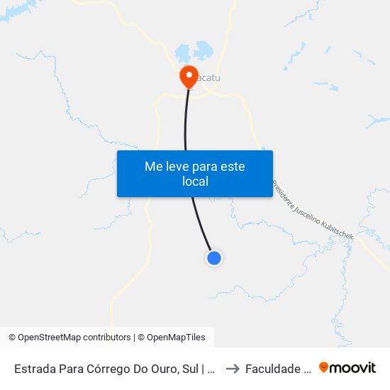 Estrada Para Córrego Do Ouro, Sul | Seção Maria Rosa to Faculdade Atenas map