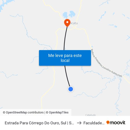 Estrada Para Córrego Do Ouro, Sul | Seção Córrego Do Ouro to Faculdade Atenas map