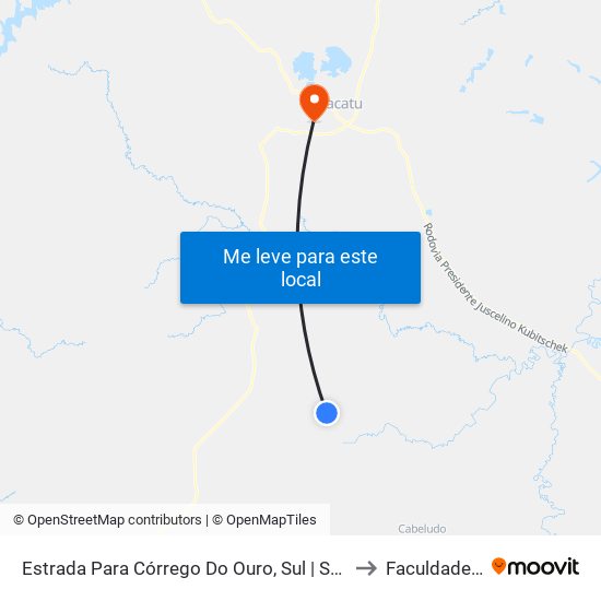 Estrada Para Córrego Do Ouro, Sul | Seção Córrego Do Ouro to Faculdade Atenas map