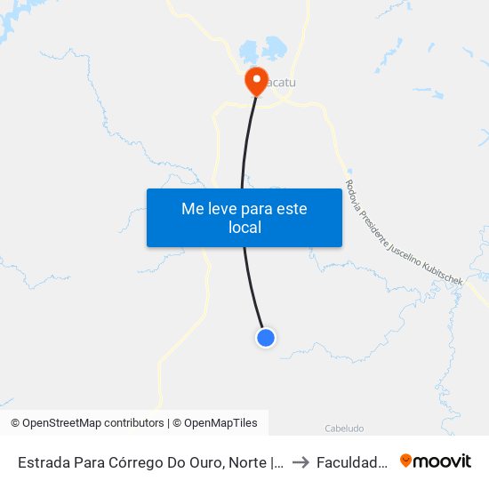 Estrada Para Córrego Do Ouro, Norte | Seção Córrego Do Ouro to Faculdade Atenas map