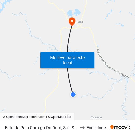 Estrada Para Córrego Do Ouro, Sul | Seção Córrego Do Ouro to Faculdade Atenas map