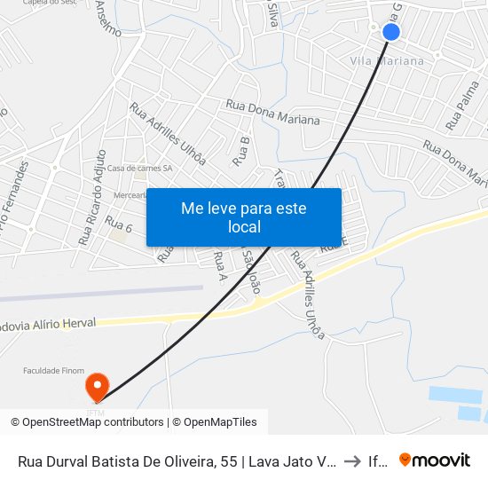 Rua Durval Batista De Oliveira, 55 | Lava Jato Vila Mariana to Iftm map