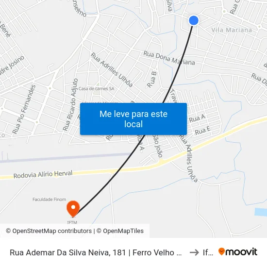 Rua Ademar Da Silva Neiva, 181 | Ferro Velho Socorro Almada to Iftm map