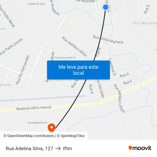 Rua Adelina Silva, 127 to Iftm map
