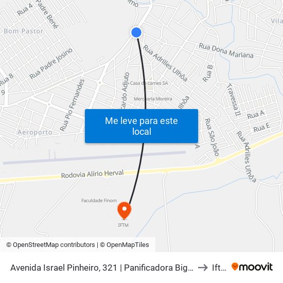 Avenida Israel Pinheiro, 321 | Panificadora Big Pão to Iftm map