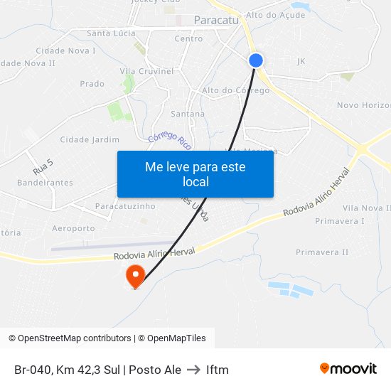 Br-040, Km 42,3 Sul | Posto Ale to Iftm map