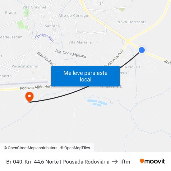 Br-040, Km 44,6 Norte | Pousada Rodoviária to Iftm map