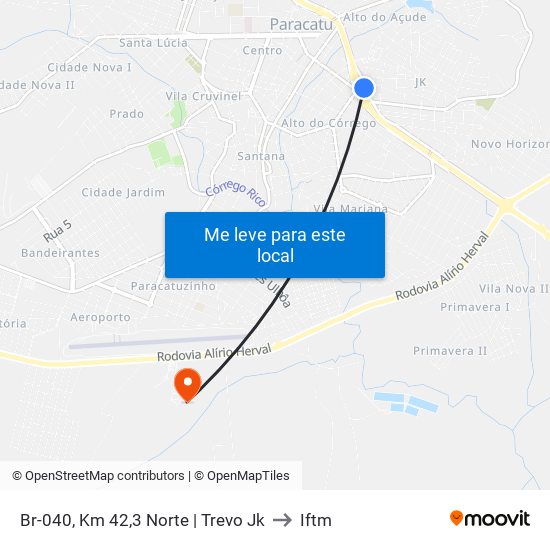 Br-040, Km 42,3 Norte | Trevo Jk to Iftm map