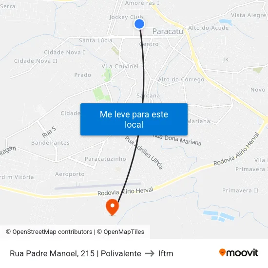 Rua Padre Manoel, 215 | Polivalente to Iftm map