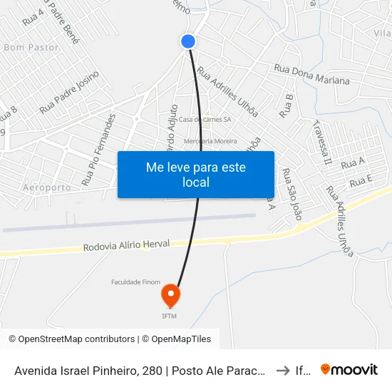 Avenida Israel Pinheiro, 280 | Posto Ale Paracatuzinho to Iftm map