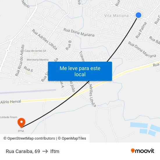 Rua Caraíba, 69 to Iftm map