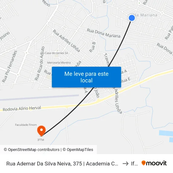 Rua Ademar Da Silva Neiva, 375 | Academia Center Fitness to Iftm map