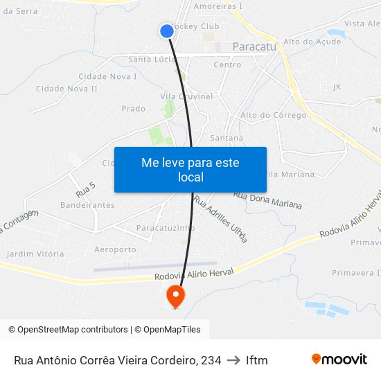 Rua Antônio Corrêa Vieira Cordeiro, 234 to Iftm map