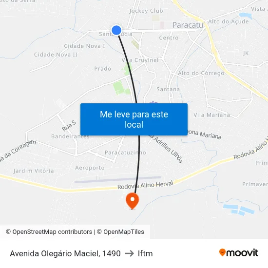 Avenida Olegário Maciel, 1490 to Iftm map