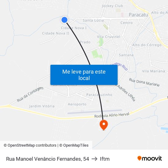 Rua Manoel Venâncio Fernandes, 54 to Iftm map