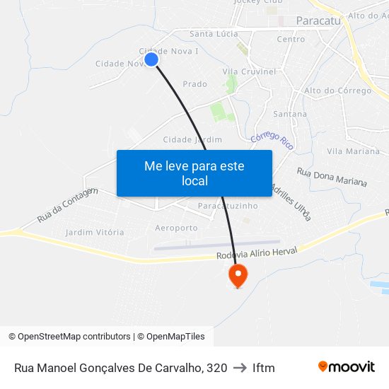 Rua Manoel Gonçalves De Carvalho, 320 to Iftm map