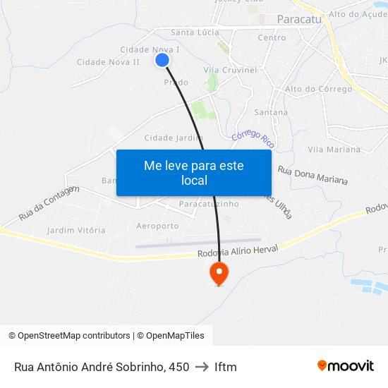 Rua Antônio André Sobrinho, 450 to Iftm map