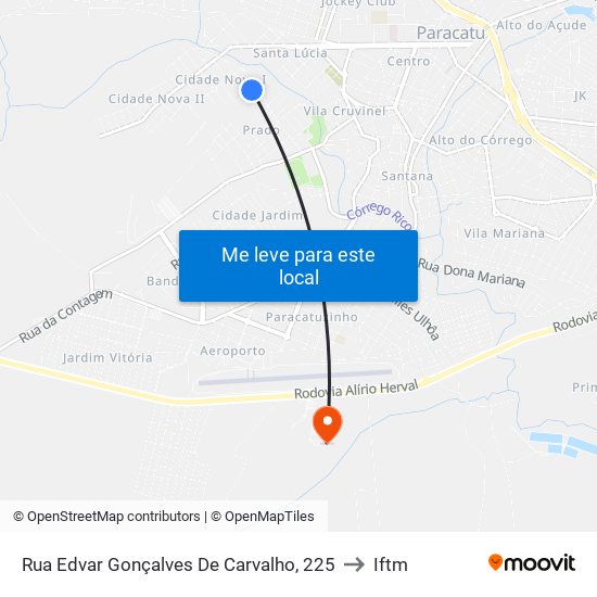 Rua Edvar Gonçalves De Carvalho, 225 to Iftm map