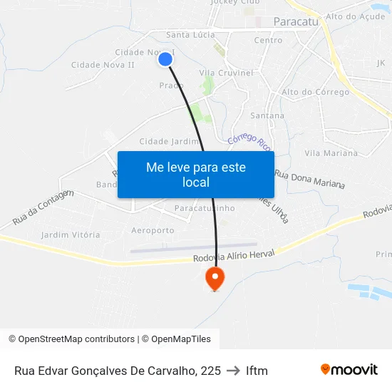 Rua Edvar Gonçalves De Carvalho, 225 to Iftm map