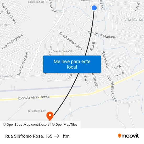 Rua Sinfrônio Rosa, 165 to Iftm map