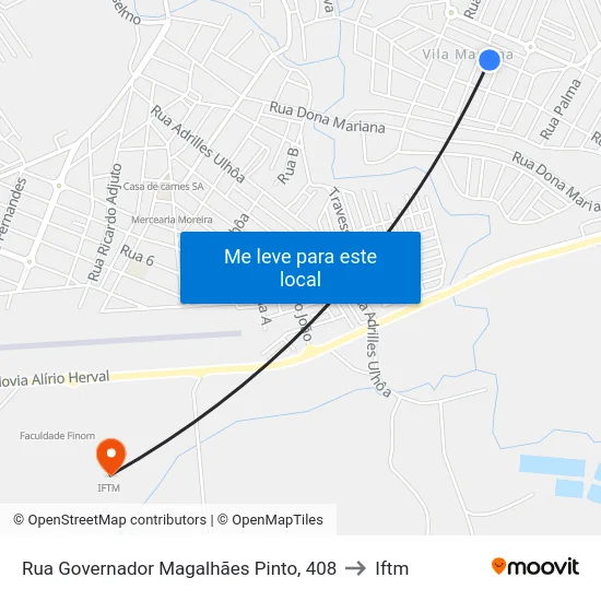 Rua Governador Magalhães Pinto, 408 to Iftm map
